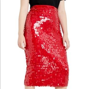 NEVER WORN RED SEQUIN PENCIL SKIRT